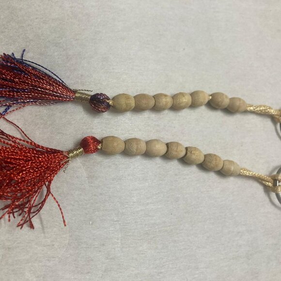 Lot of 2 Short Wooden Beaded Keyring Handmade Tan Beaded Keychain New keyholder - Picture 6 of 7